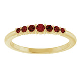 14K Gold Round Natural Mozambique Garnet Accented Stackable Ring – 2.25mm Stones - Yellow Gold - view 13