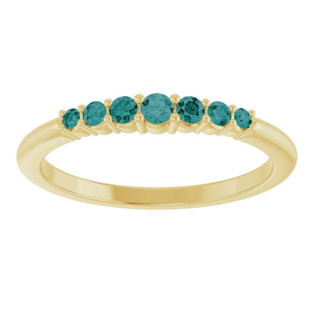 14K Gold Round Natural Alexandrite Accented Stackable Ring – 2.25mm Stones - Yellow Gold - view 13