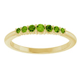 14K Gold Round Natural Peridot Accented Stackable Ring – 2.25mm Stones - Yellow Gold - view 13