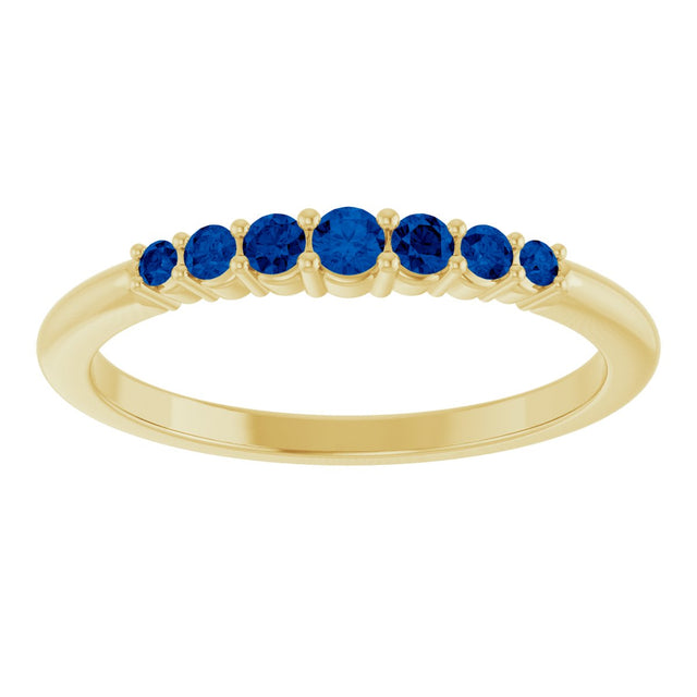 14K Gold Round Natural Blue Sapphire Accented Stackable Ring – 2.25mm Stones - Yellow Gold - view 13