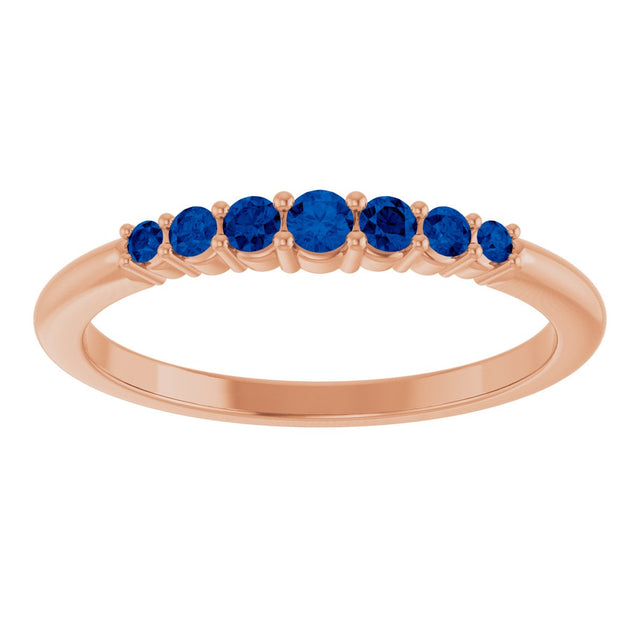 14K Gold Round Natural Blue Sapphire Accented Stackable Ring – 2.25mm Stones - Rose Gold - view 13