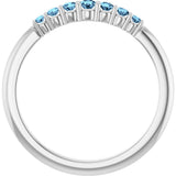 Platinum Round Natural Aquamarine Accented Stackable Ring – 2.25mm Stones - view 12