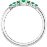 Platinum Round Natural Emerald Accented Stackable Ring – 2.25mm Stones - view 12