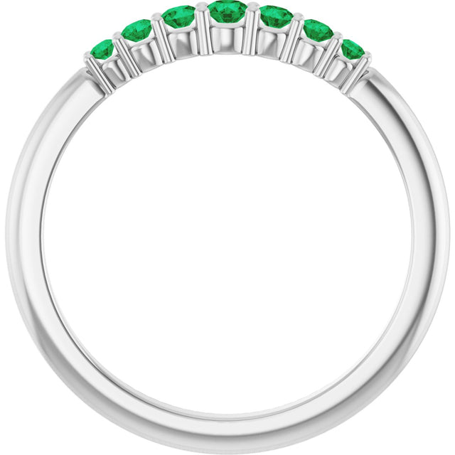 14K Gold Round Natural Emerald Accented Stackable Ring – 2.25mm Stones - White Gold - view 12