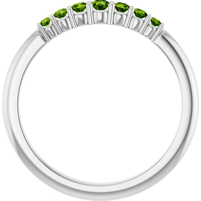 Platinum Round Natural Peridot Accented Stackable Ring – 2.25mm Stones - view 12
