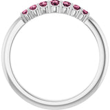 Platinum Round Natural Pink Tourmaline Accented Stackable Ring – 2.25mm Stones - view 12