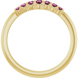 14K Gold Round Natural Pink Tourmaline Accented Stackable Ring – 2.25mm Stones - Yellow Gold - view 12