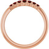 14K Gold Round Natural Mozambique Garnet Accented Stackable Ring – 2.25mm Stones - Rose Gold - view 12