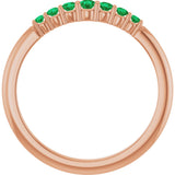 14K Gold Round Natural Emerald Accented Stackable Ring – 2.25mm Stones - Rose Gold - view 12