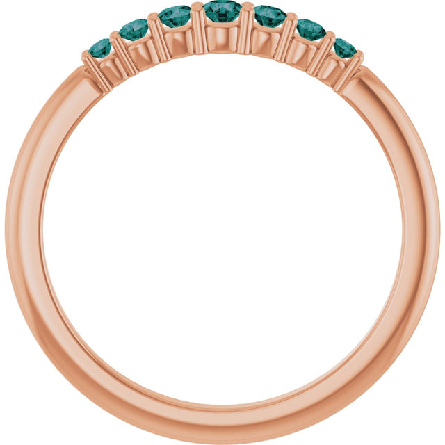 14K Gold Round Natural Alexandrite Accented Stackable Ring – 2.25mm Stones - Rose Gold - view 12