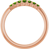 14K Gold Round Natural Peridot Accented Stackable Ring – 2.25mm Stones - Rose Gold - view 12