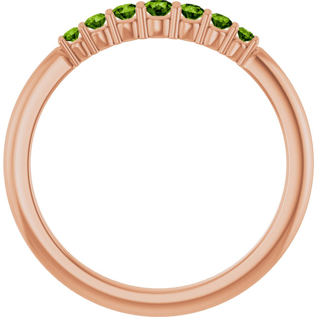 14K Gold Round Natural Peridot Accented Stackable Ring – 2.25mm Stones - Rose Gold - view 12
