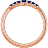 14K Gold Round Natural Blue Sapphire Accented Stackable Ring – 2.25mm Stones - Rose Gold - view 12