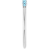 Platinum Round Natural Aquamarine Accented Stackable Ring – 2.25mm Stones - view 14