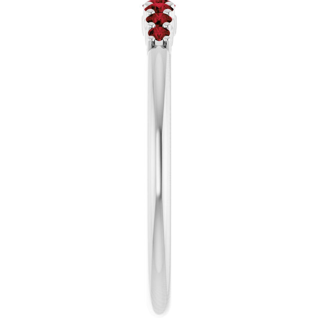 Platinum Round Natural Mozambique Garnet Accented Stackable Ring – 2.25mm Stones - view 14