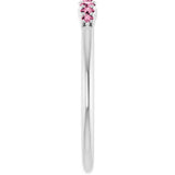 Platinum Round Natural Pink Tourmaline Accented Stackable Ring – 2.25mm Stones - view 14