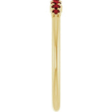 14K Gold Round Natural Mozambique Garnet Accented Stackable Ring – 2.25mm Stones - Yellow Gold - view 14