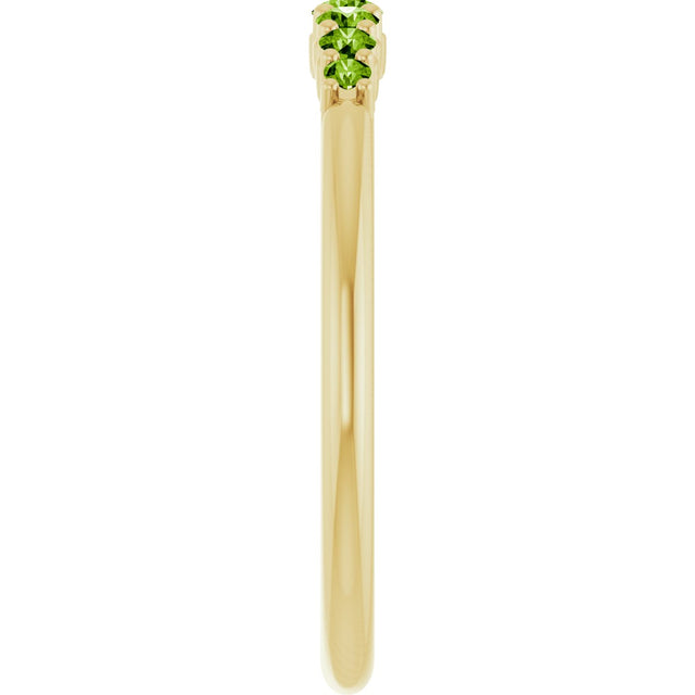 14K Gold Round Natural Peridot Accented Stackable Ring – 2.25mm Stones - Yellow Gold - view 14