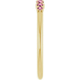 14K Gold Round Natural Pink Tourmaline Accented Stackable Ring – 2.25mm Stones - Yellow Gold - view 14