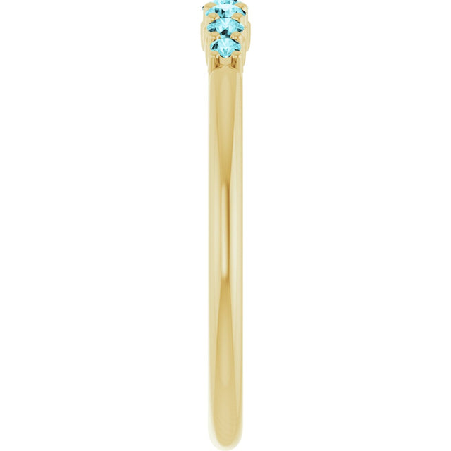 14K Gold Round Natural Blue Zircon Accented Stackable Ring – 2.25mm Stones - Yellow Gold - view 14