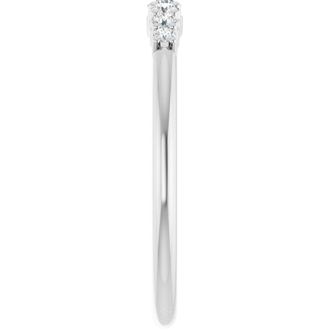 14K Gold Round Natural Diamond Accented Stackable Ring – 2.25mm Stones - White Gold - view 14