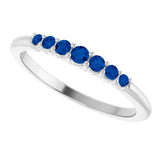 14K Gold Round Natural Blue Sapphire Accented Stackable Ring – 2.25mm Stones - White Gold - view 15