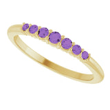 14K Gold Round Natural Amethyst Accented Stackable Ring – 2.25mm Stones - Yellow Gold - view 15