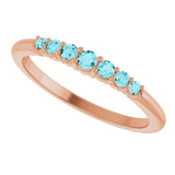14K Gold Round Natural Blue Zircon Accented Stackable Ring – 2.25mm Stones - Rose Gold - view 15