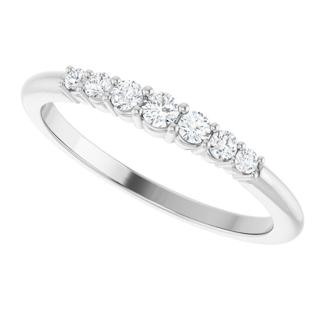 14K Gold Round Natural Diamond Accented Stackable Ring – 2.25mm Stones - White Gold - view 15