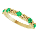 14K Gold Round Lab-Grown Emerald Accented Stackable Ring – 3mm Stones - Yellow Gold - view 10