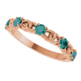 14K Gold Round Lab-Grown Alexandrite Accented Stackable Ring – 3mm Stones - Rose Gold - view 10