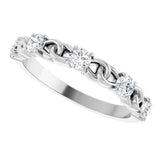 Platinum Round Natural Diamond Accented Stackable Ring – 3mm Stones - view 10