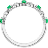 14K Gold Round Lab-Grown Emerald Accented Stackable Ring – 3mm Stones - White Gold - view 7