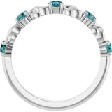 Platinum Round Lab-Grown Alexandrite Accented Stackable Ring – 3mm Stones - view 7