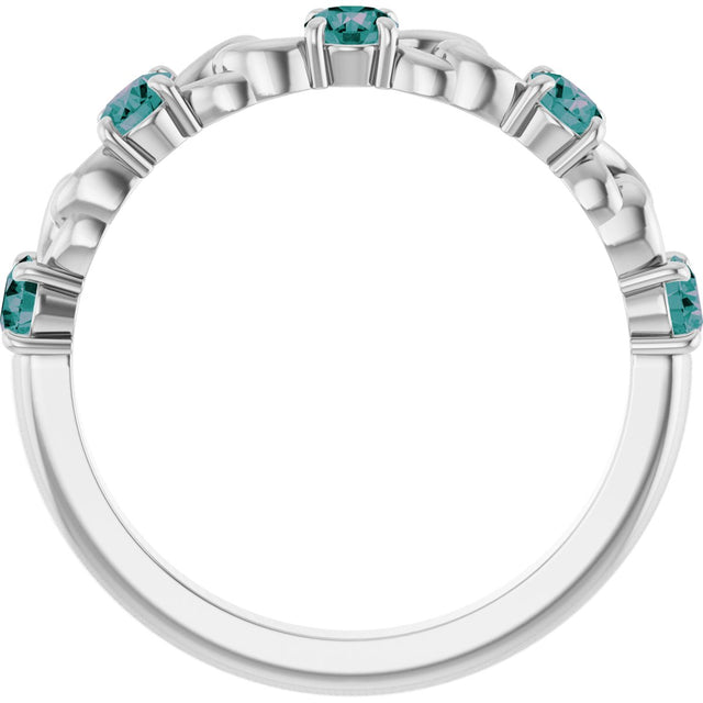 Platinum Round Lab-Grown Alexandrite Accented Stackable Ring – 3mm Stones - view 7