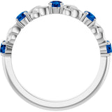Platinum Round Lab-Grown Blue Sapphire Accented Stackable Ring – 3mm Stones - view 7