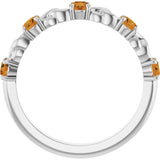 14K Gold Round Natural Citrine Accented Stackable Ring – 3mm Stones - White Gold - view 7