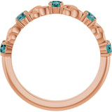 14K Gold Round Lab-Grown Alexandrite Accented Stackable Ring – 3mm Stones - Rose Gold - view 7