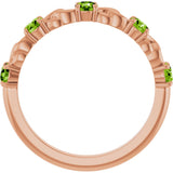 14K Gold Round Natural Peridot Accented Stackable Ring – 3mm Stones - Rose Gold - view 7