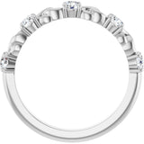 14K Gold Round Natural Diamond Accented Stackable Ring – 3mm Stones - White Gold - view 7