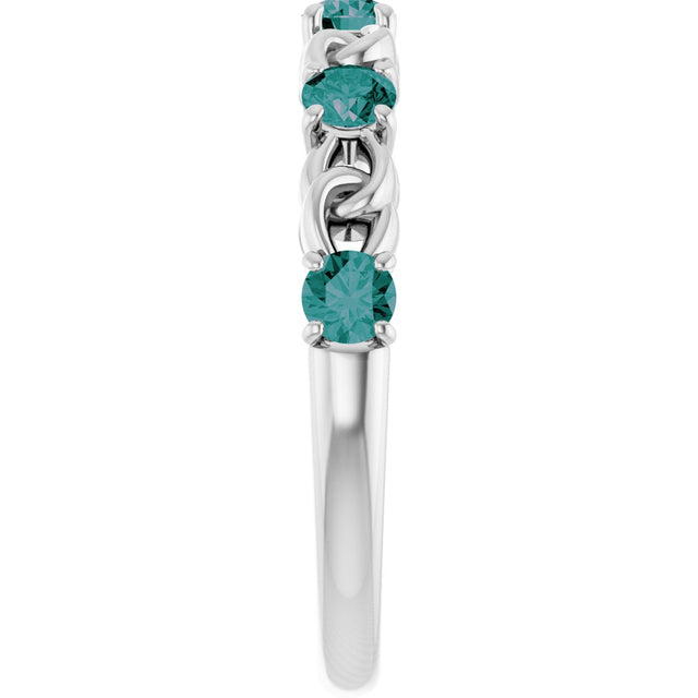 14K Gold Round Lab-Grown Alexandrite Accented Stackable Ring – 3mm Stones - White Gold - view 9