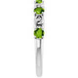 14K Gold Round Natural Peridot Accented Stackable Ring – 3mm Stones - White Gold - view 9