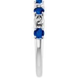 Platinum Round Lab-Grown Blue Sapphire Accented Stackable Ring – 3mm Stones - view 9