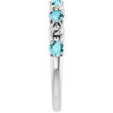 14K Gold Round Natural Blue Zircon Accented Stackable Ring – 3mm Stones - White Gold - view 9