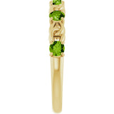 14K Gold Round Natural Peridot Accented Stackable Ring – 3mm Stones - Yellow Gold - view 9