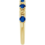 14K Gold Round Natural Blue Sapphire Accented Stackable Ring – 3mm Stones - Yellow Gold - view 9