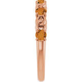 14K Gold Round Natural Citrine Accented Stackable Ring – 3mm Stones - Rose Gold - view 9