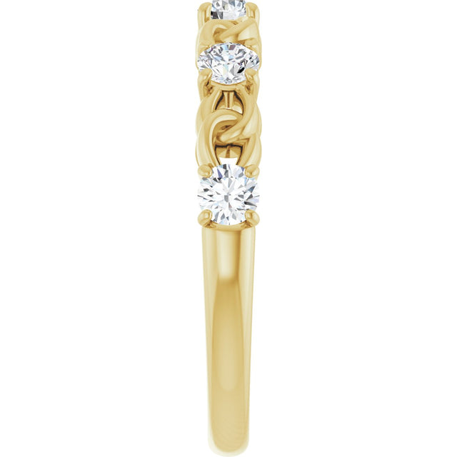 14K Gold Round Natural Diamond Accented Stackable Ring – 3mm Stones - Yellow Gold - view 9