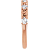14K Gold Round Natural White Sapphire Accented Stackable Ring – 3mm Stones - Rose Gold - view 9