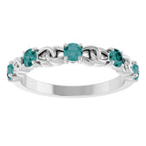 Platinum Round Lab-Grown Alexandrite Accented Stackable Ring – 3mm Stones - view 8